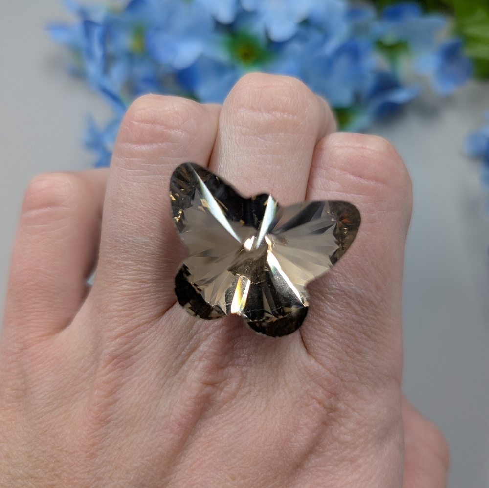 Vintage Y2K Spinel Cut Genuine Crystal Butterfly Ring Size 8